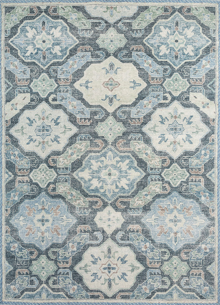 erbe blue wool hand knotted Rug - HeadShot