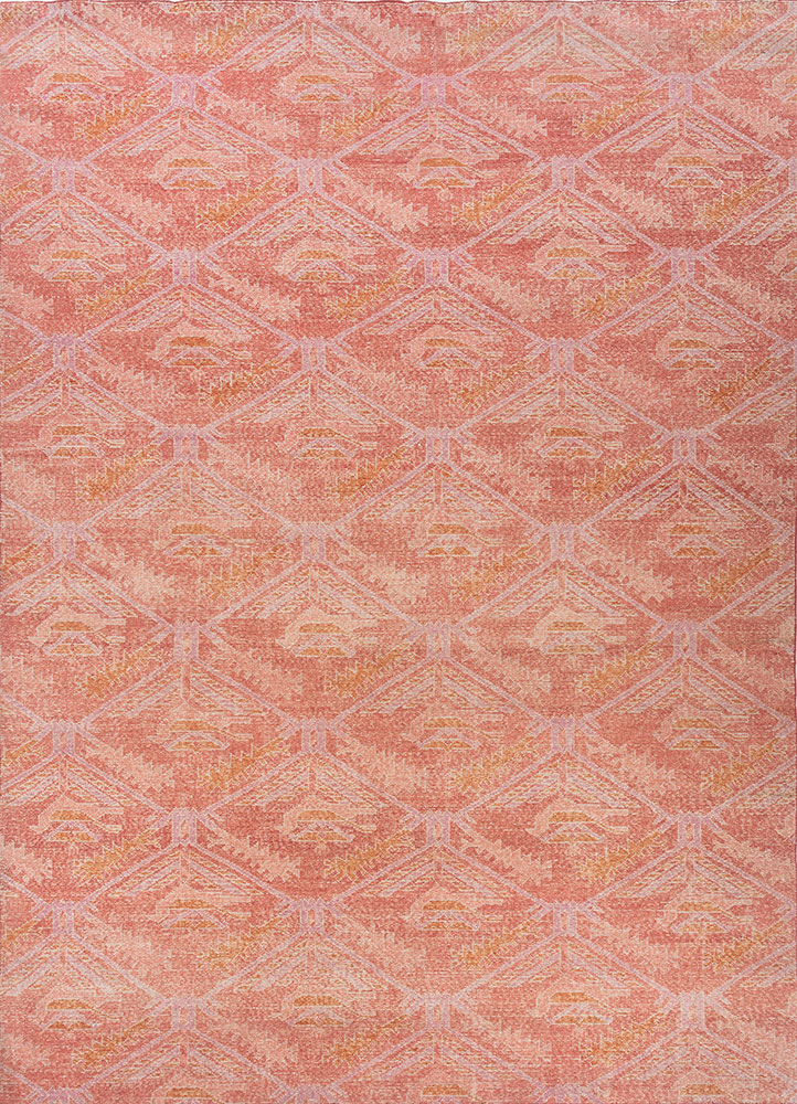 erbe red and orange wool hand knotted Rug - HeadShot
