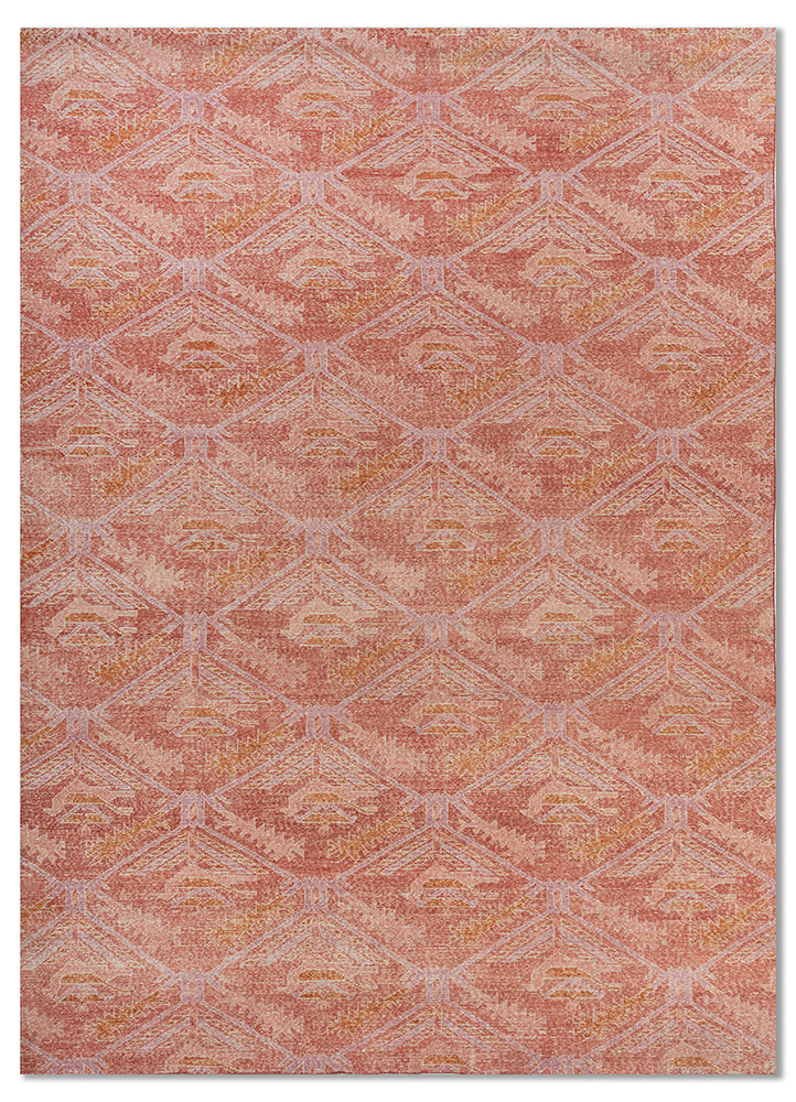 erbe red and orange wool hand knotted Rug - HeadShot