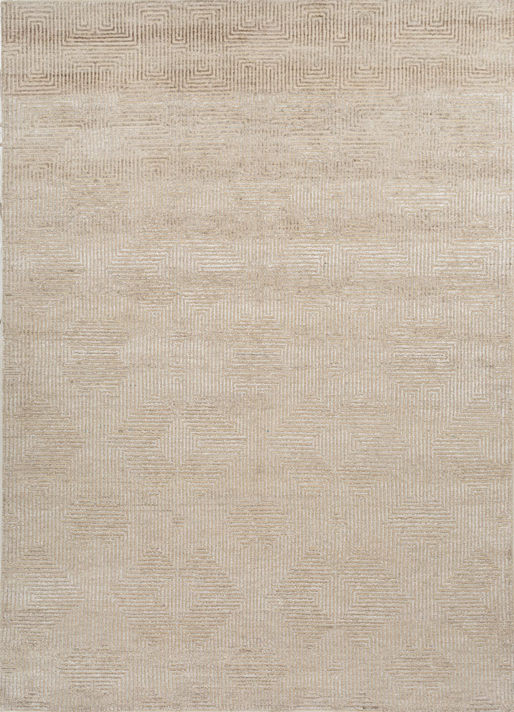 azalea ivory wool and bamboo silk hand knotted Rug - HeadShot