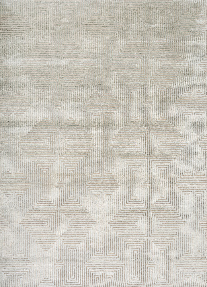 azalea blue wool and bamboo silk hand knotted Rug - HeadShot