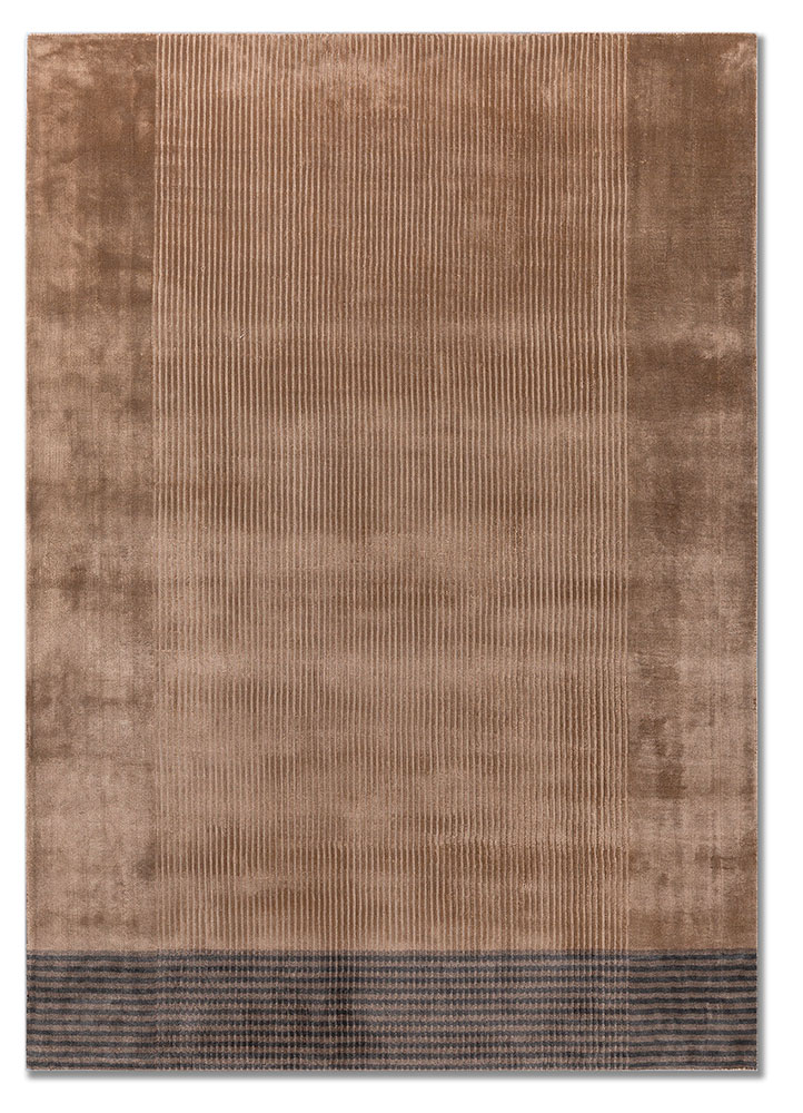 saga beige and brown acrylic hand loom Rug - HeadShot