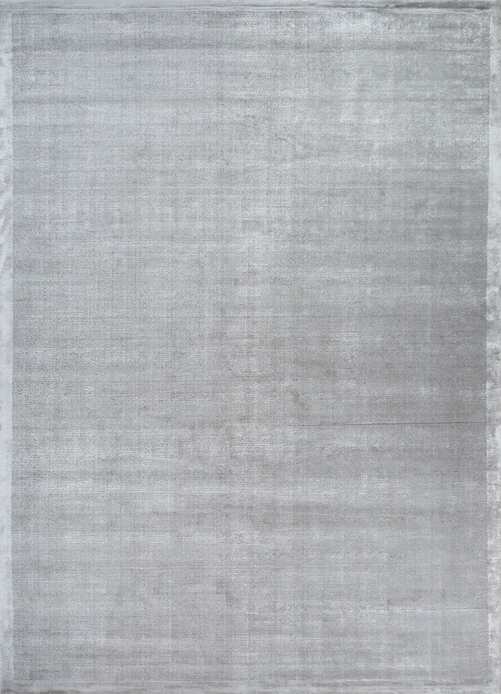 basis grey and black wool and viscose hand loom Rug - HeadShot
