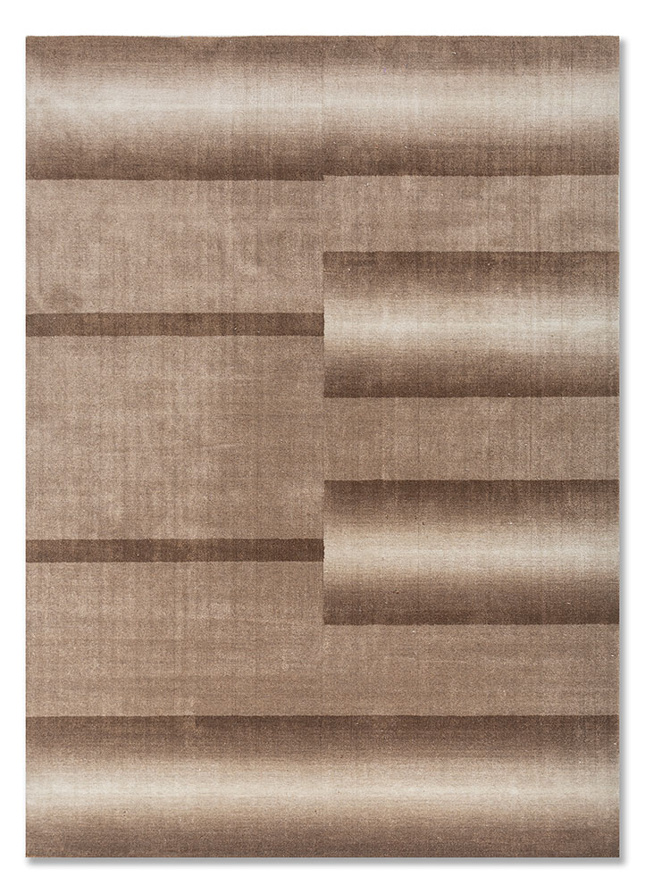 jean beige and brown nylon hand loom Rug - HeadShot