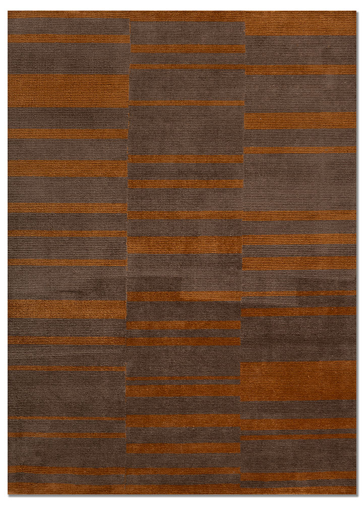 tesoro beige and brown polyester hand loom Rug - HeadShot
