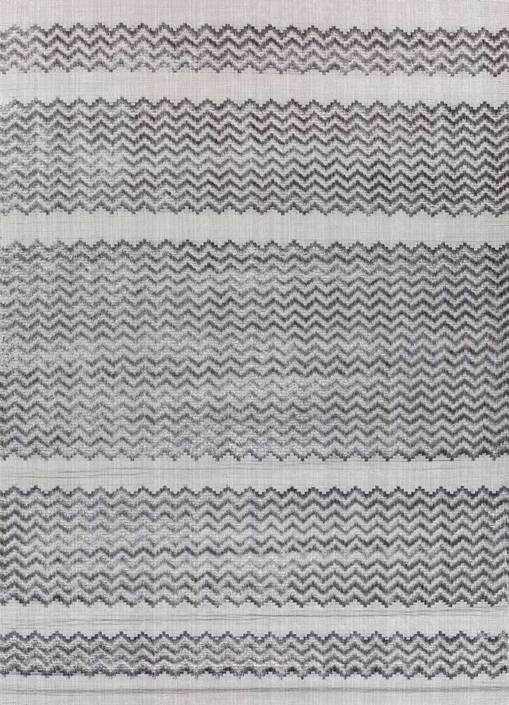 basis grey and black viscose hand loom Rug - HeadShot