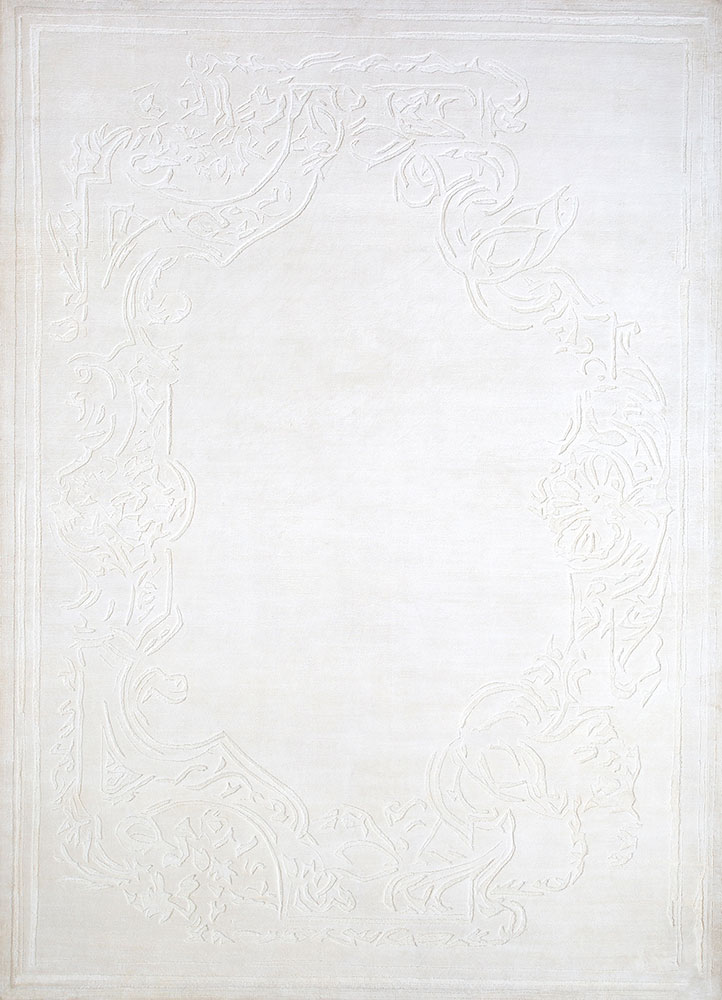 saga ivory viscose hand loom Rug - HeadShot