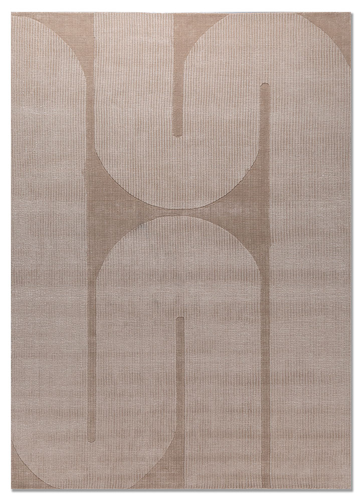 saga ivory wool and bamboo silk hand loom Rug - HeadShot