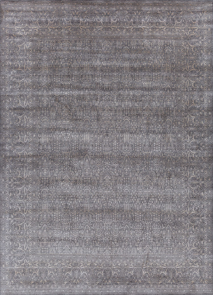 konstrukt beige and brown wool and bamboo silk hand loom Rug - HeadShot