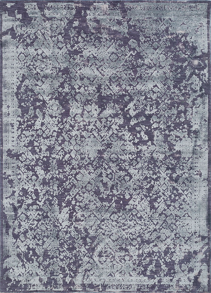 konstrukt blue wool and bamboo silk hand loom Rug - HeadShot