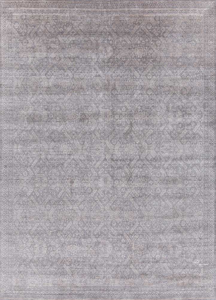 konstrukt beige and brown wool and bamboo silk hand loom Rug - HeadShot