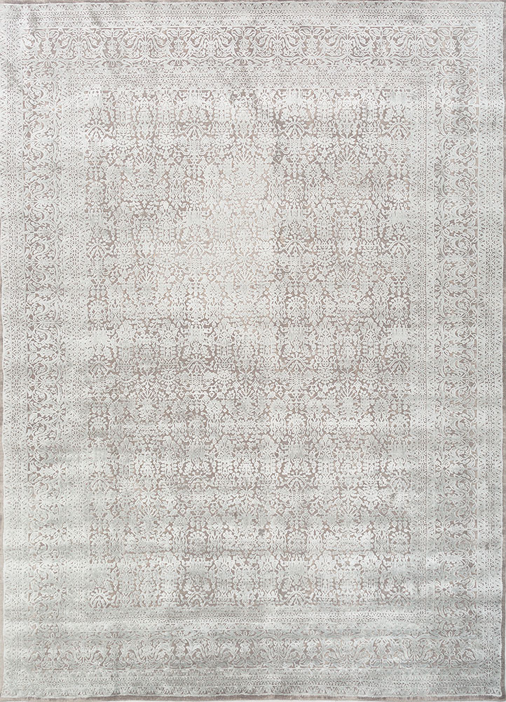 konstrukt blue wool and bamboo silk hand loom Rug - HeadShot