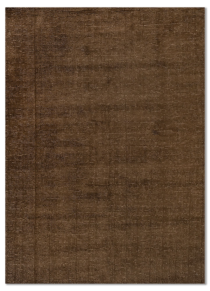 saga beige and brown wool hand loom Rug - HeadShot