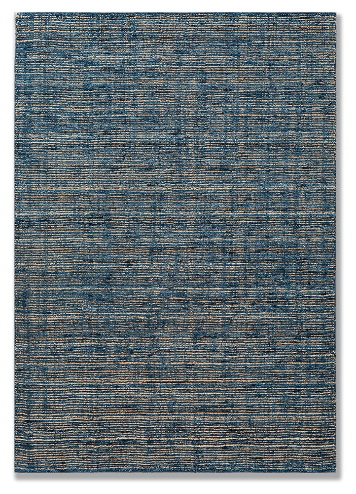 saga blue wool hand loom Rug - HeadShot