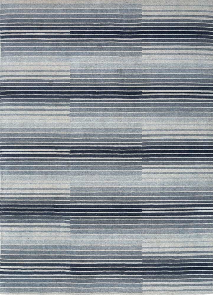 saga blue wool hand loom Rug - HeadShot