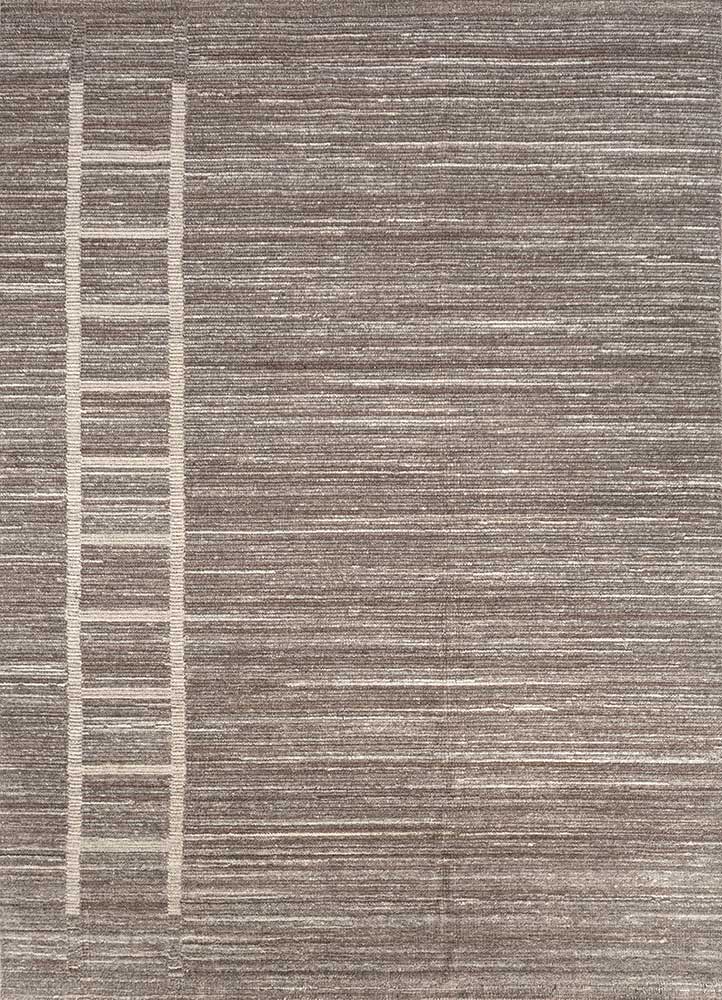saga grey and black wool hand loom Rug - HeadShot