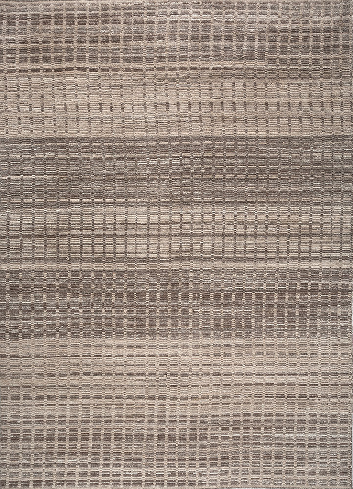saga grey and black wool hand loom Rug - HeadShot