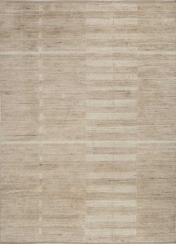 saga beige and brown wool hand loom Rug - HeadShot
