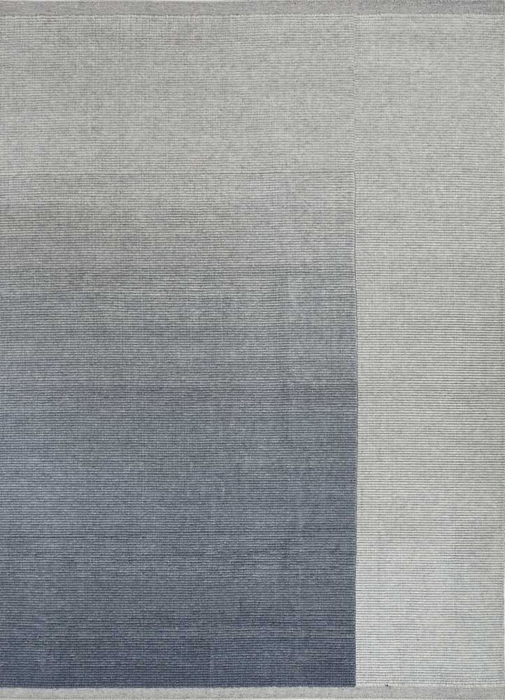 jean blue wool hand loom Rug - HeadShot