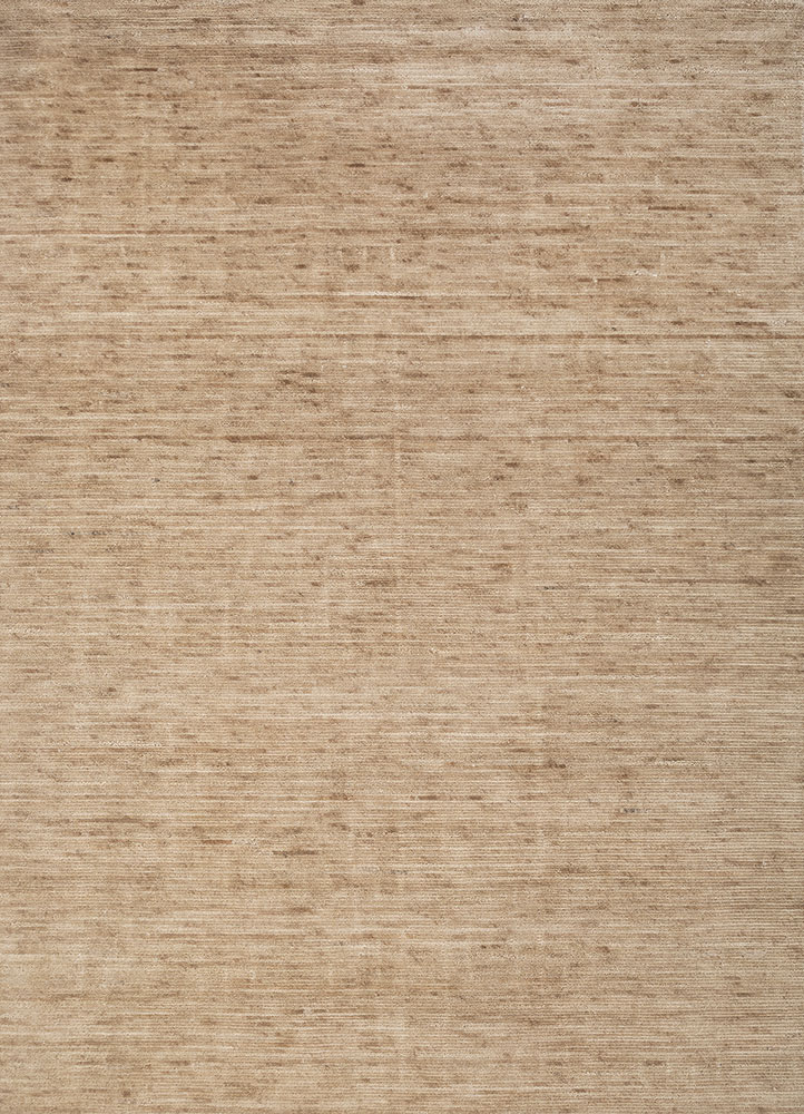 saga beige and brown wool hand loom Rug - HeadShot