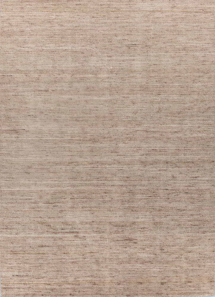saga beige and brown wool hand loom Rug - HeadShot