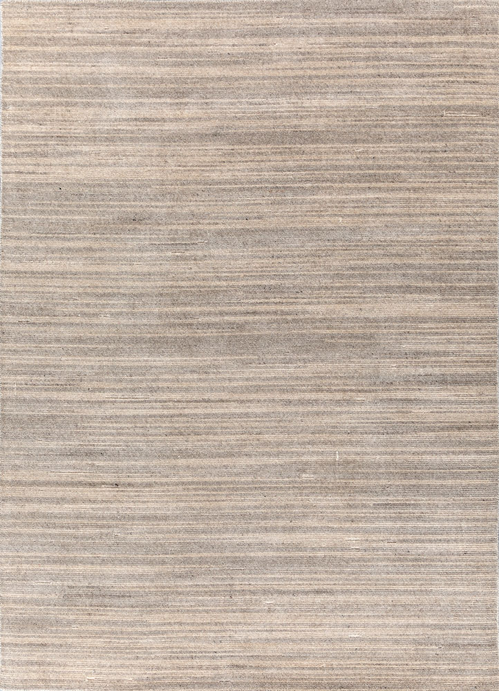 saga beige and brown wool hand loom Rug - HeadShot