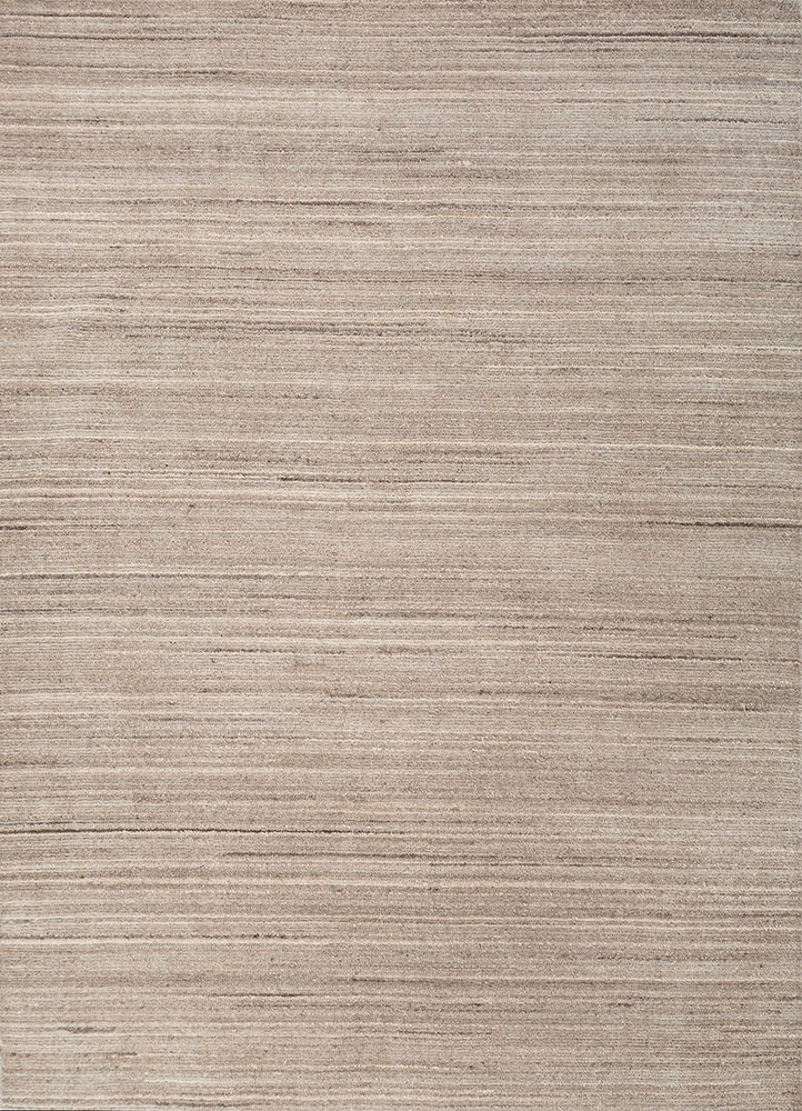 saga beige and brown wool hand loom Rug - HeadShot