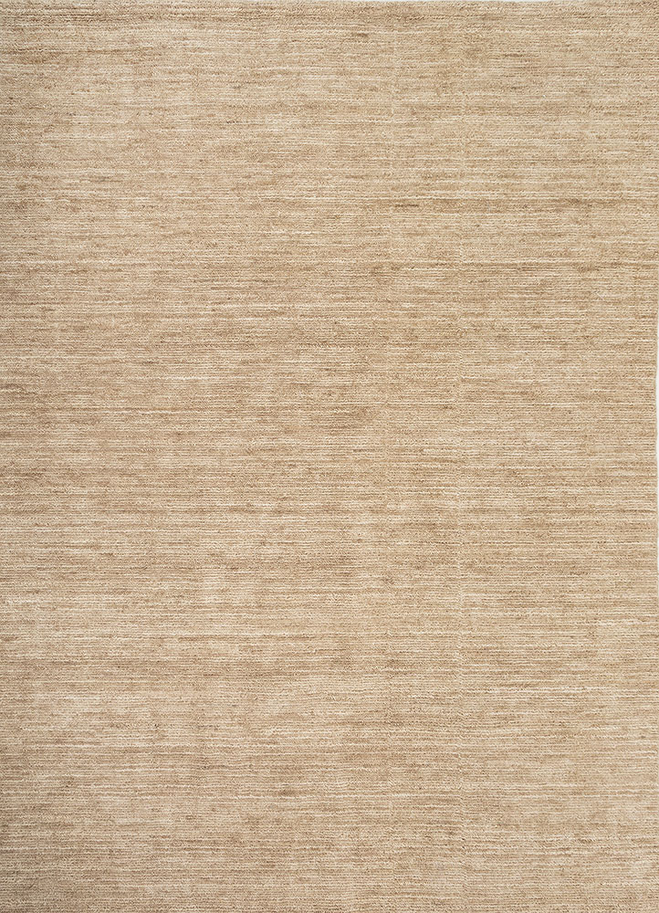 saga beige and brown wool hand loom Rug - HeadShot