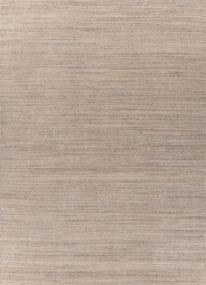 saga beige and brown wool hand loom Rug - HeadShot