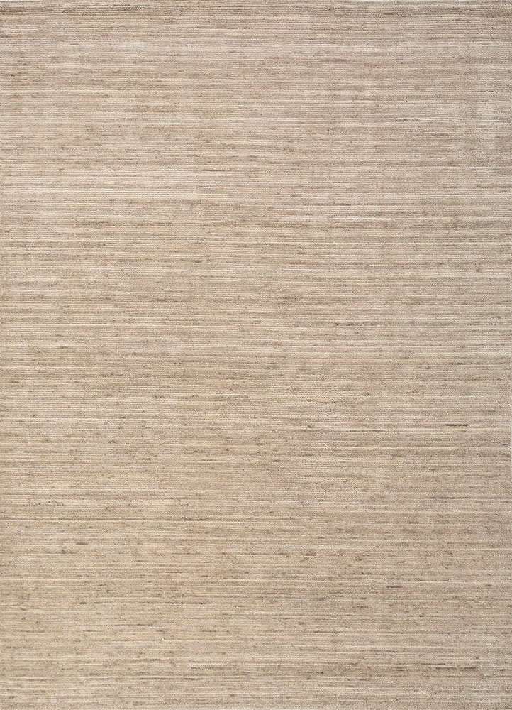 saga beige and brown wool hand loom Rug - HeadShot