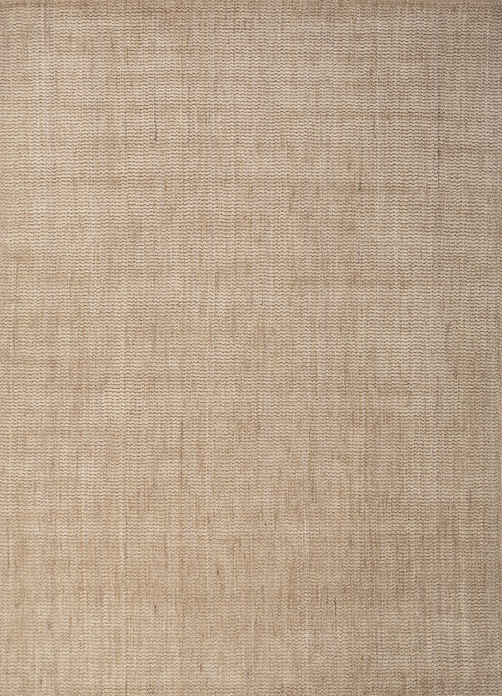 saga beige and brown wool hand loom Rug - HeadShot