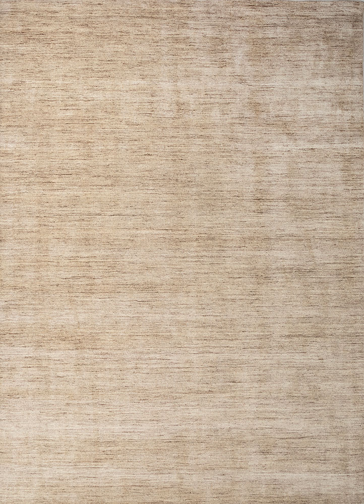 saga beige and brown wool hand loom Rug - HeadShot