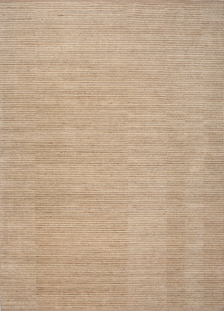 saga beige and brown wool hand loom Rug - HeadShot