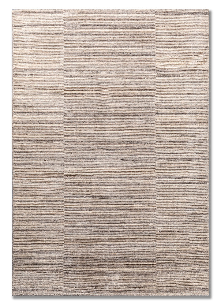 saga beige and brown wool hand loom Rug - HeadShot