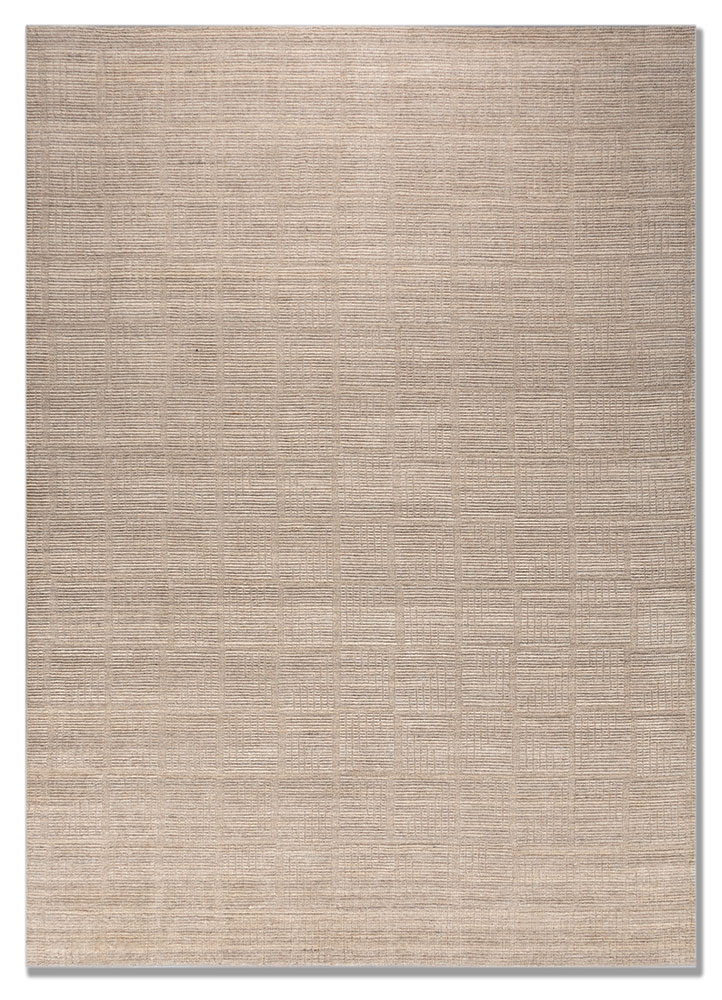 saga beige and brown wool hand loom Rug - HeadShot