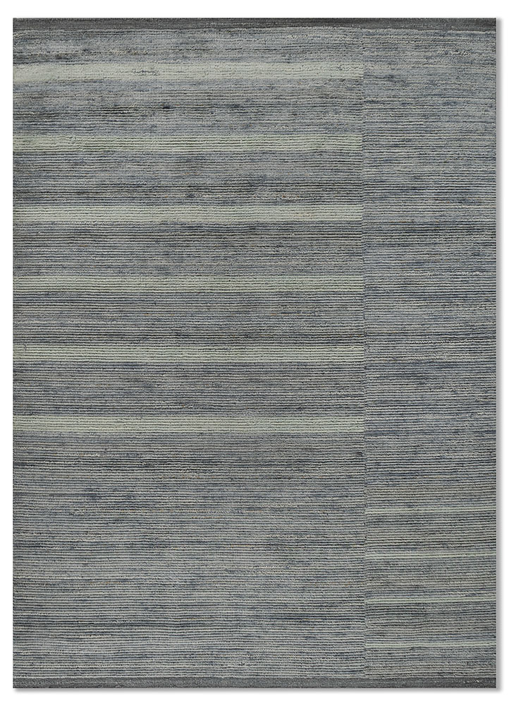 saga blue wool hand loom Rug - HeadShot