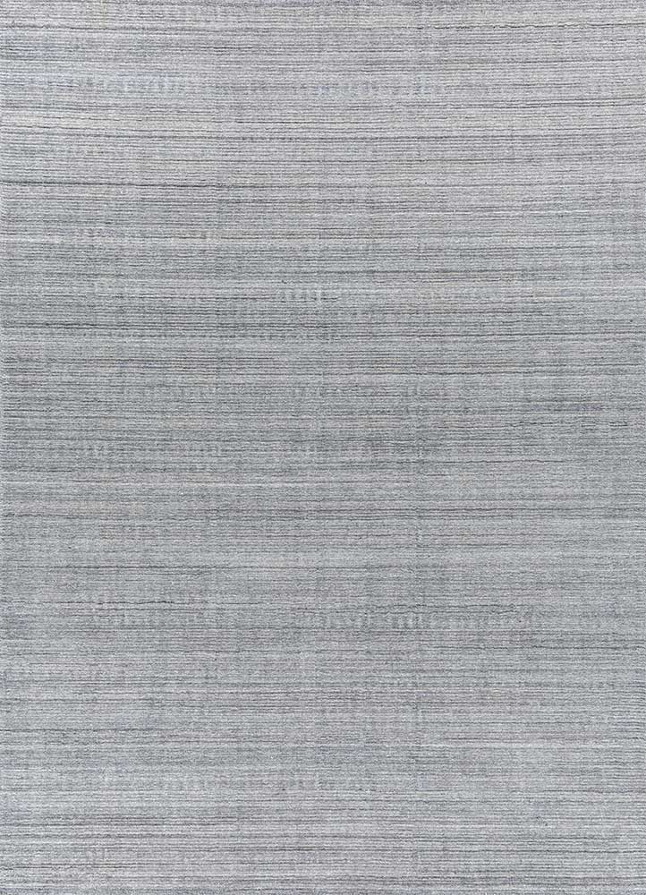 saga grey and black wool hand loom Rug - HeadShot