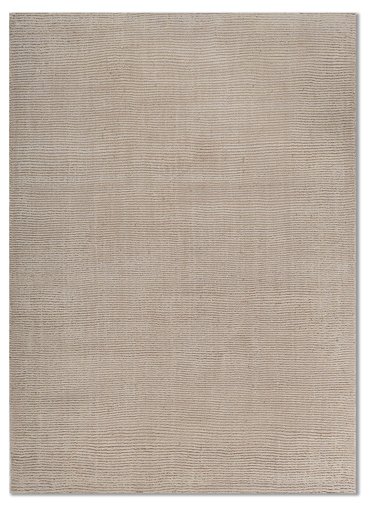 saga ivory wool and silk hand loom Rug - HeadShot