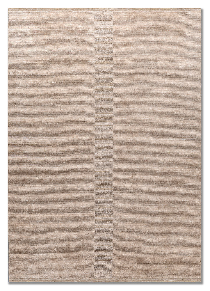 saga beige and brown wool hand loom Rug - HeadShot