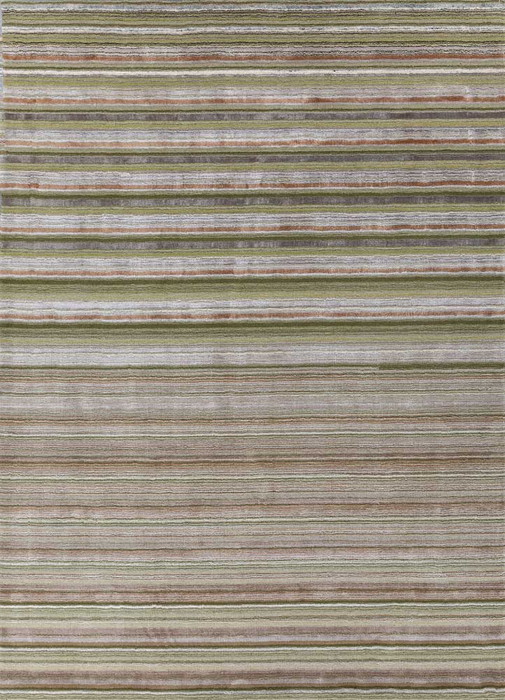 basis green wool and viscose hand loom Rug - HeadShot