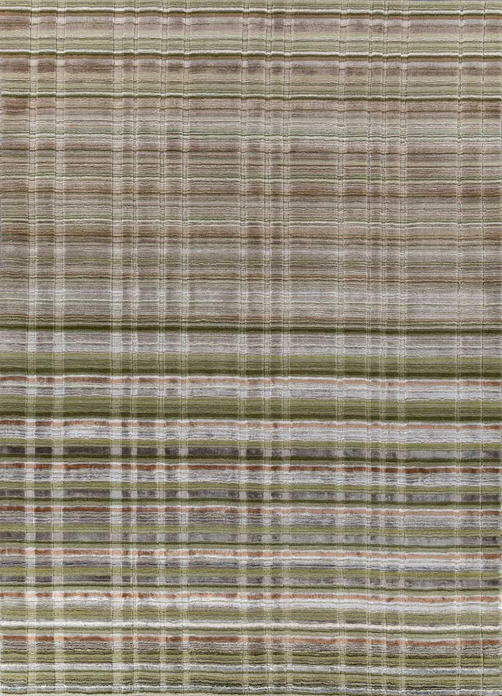 basis green wool and viscose hand loom Rug - HeadShot