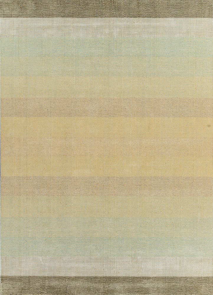 basis green wool and viscose hand loom Rug - HeadShot