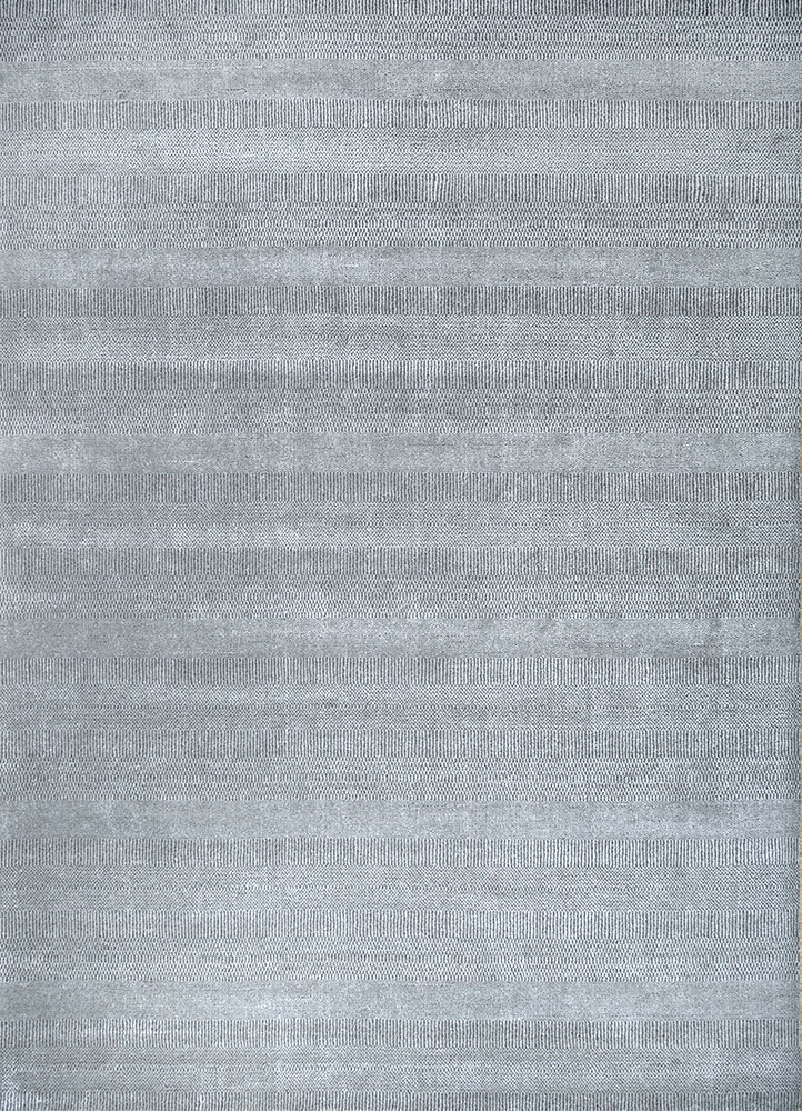 basis blue wool and viscose hand loom Rug - HeadShot
