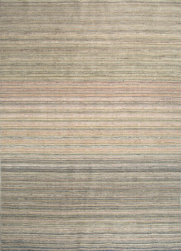 saga grey and black wool and viscose hand loom Rug - HeadShot