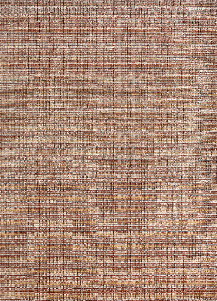 saga red and orange wool and viscose hand loom Rug - HeadShot
