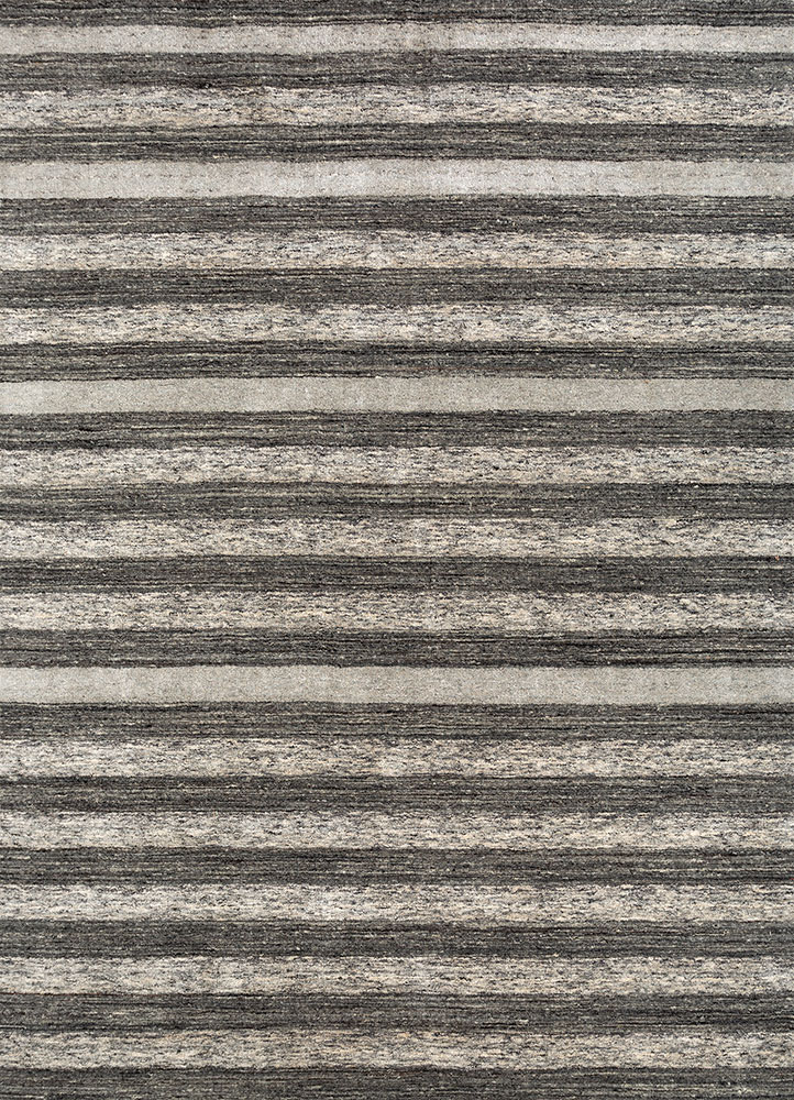 saga green wool and viscose hand loom Rug - HeadShot