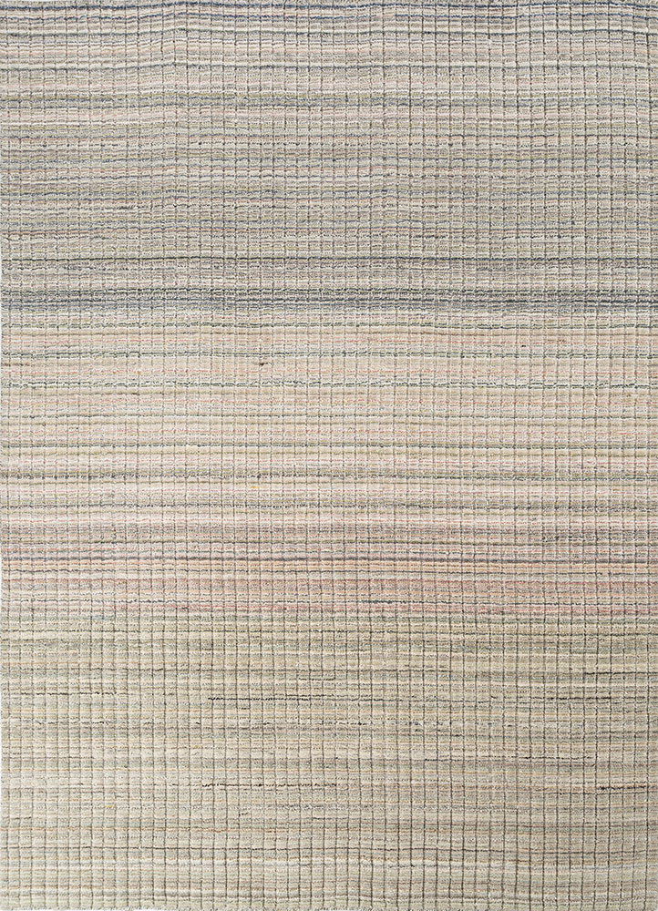 saga green wool and viscose hand loom Rug - HeadShot