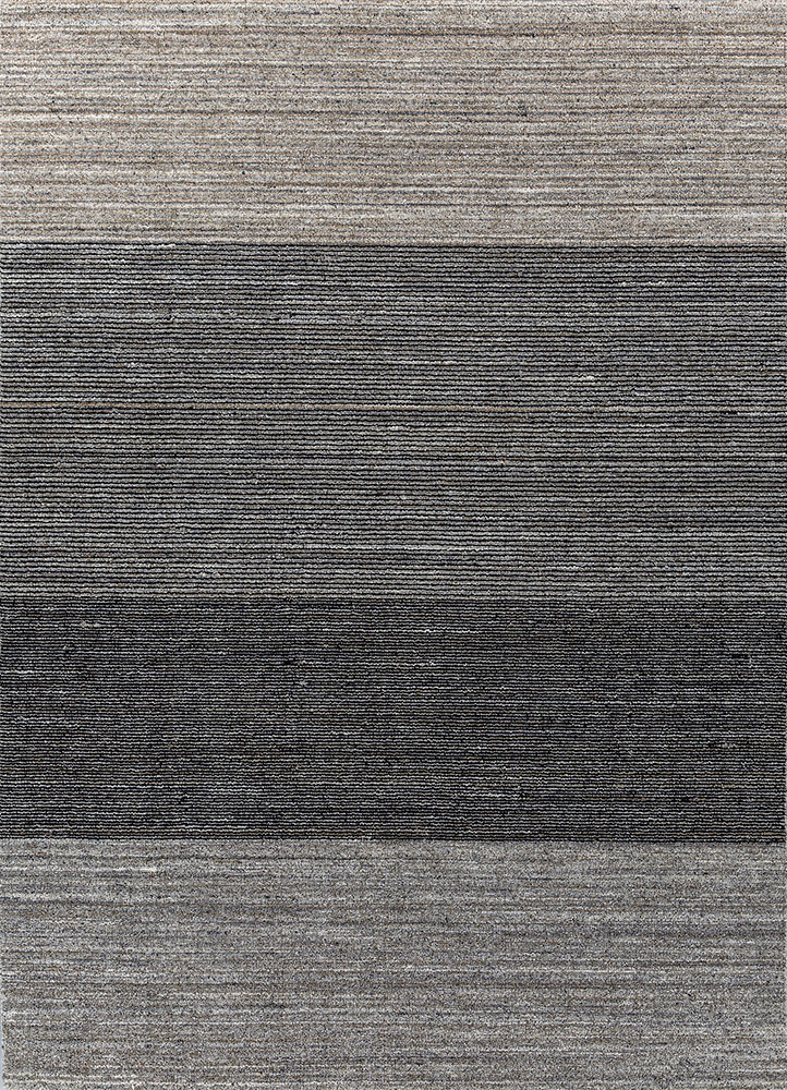 saga beige and brown wool and viscose hand loom Rug - HeadShot