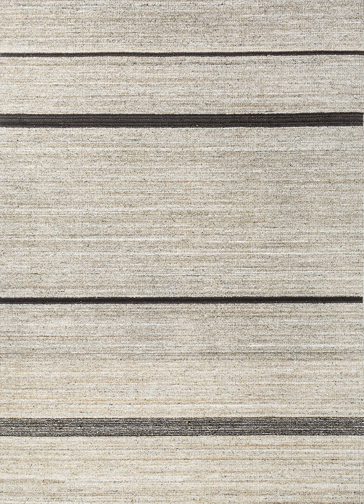 saga beige and brown wool and viscose hand loom Rug - HeadShot