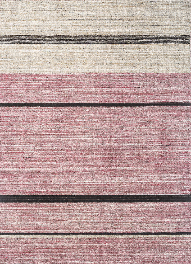 saga grey and black wool and viscose hand loom Rug - HeadShot